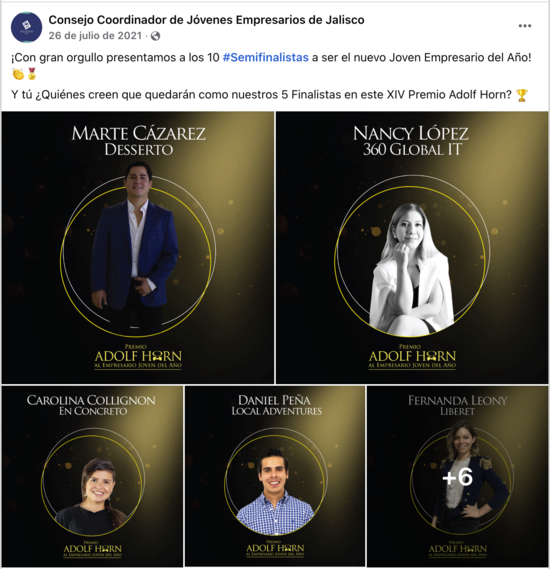 Publicacion del CCJEJ sobre los semifinalistas del Premio Adolf Horn 2021